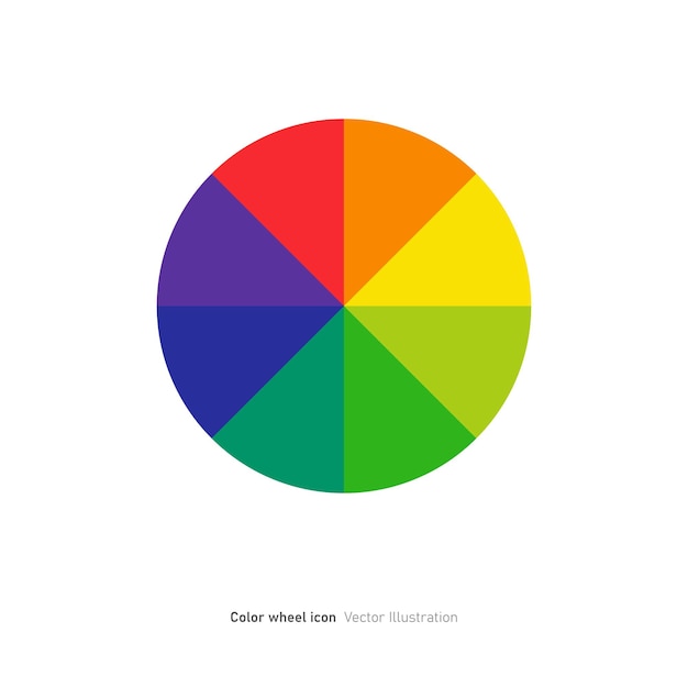 Vetor desenho de ícone de roda de cores ou ilustração de vetor plano do seletor de círculos de cores