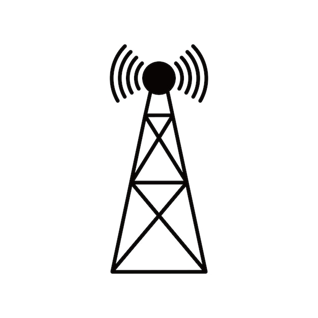 Vetor desenho de ícone de torre de antena sinal e símbolo de rede de dados de telecomunicações