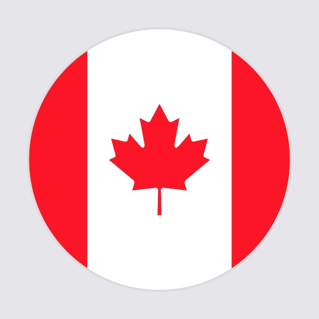 Desenho de ícone vetorial da bandeira redonda do Canadá Bandeira do círculo do Canadá