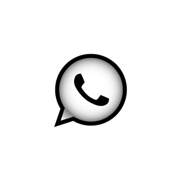Vetor desenho de ícone vetorial do whatsapp em preto e branco