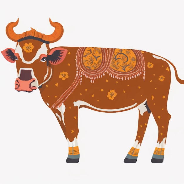 Desenho de ilustra??o vetorial de vaca indiana