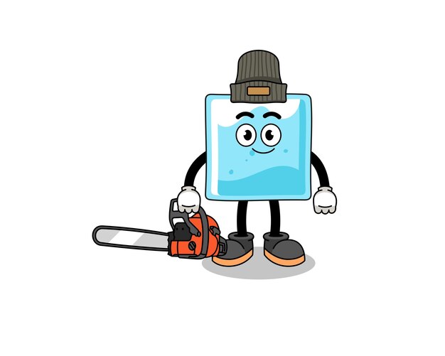 Desenho de ilustração de bloco de gelo como um design de personagem de lenhador