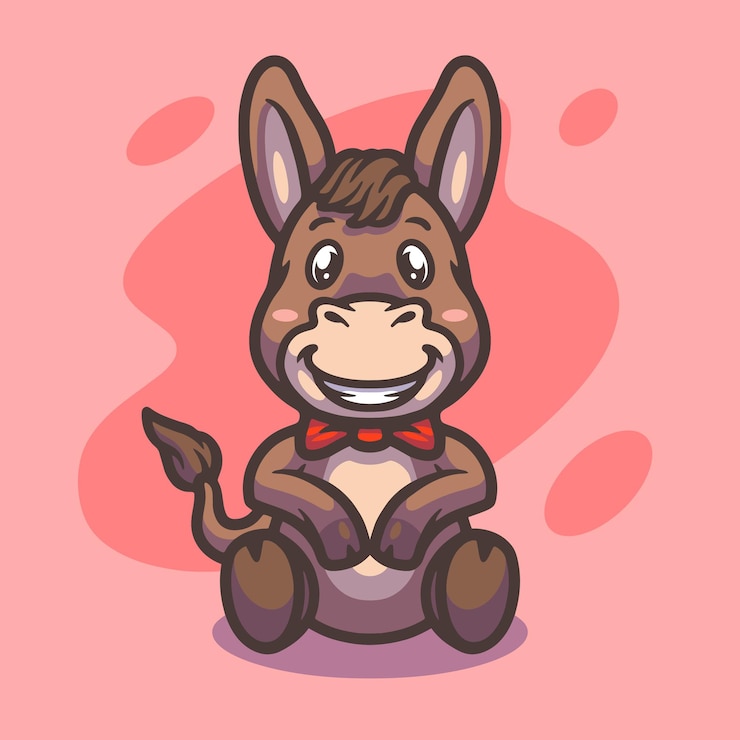 Desenho de ilustração de burro fofo mascote