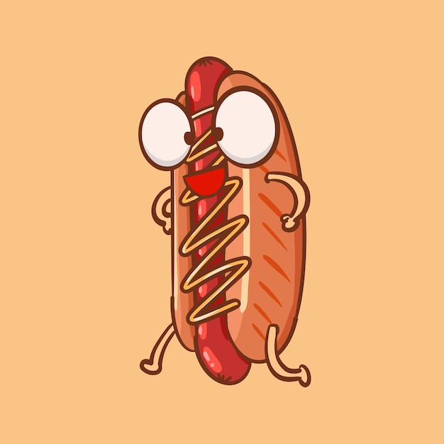 Desenho de ilustração de cachorro-quente delicioso