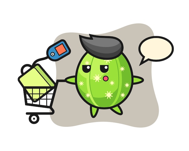 Desenho de ilustração de cacto com um carrinho de compras