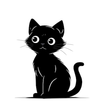 ilustração de gato preto. ilustração de gato preto adorável preto liso,  isolado no fundo branco. clipart de esboço de desenho de gatinho, para seus  projetos de design. 11319561 Vetor no Vecteezy