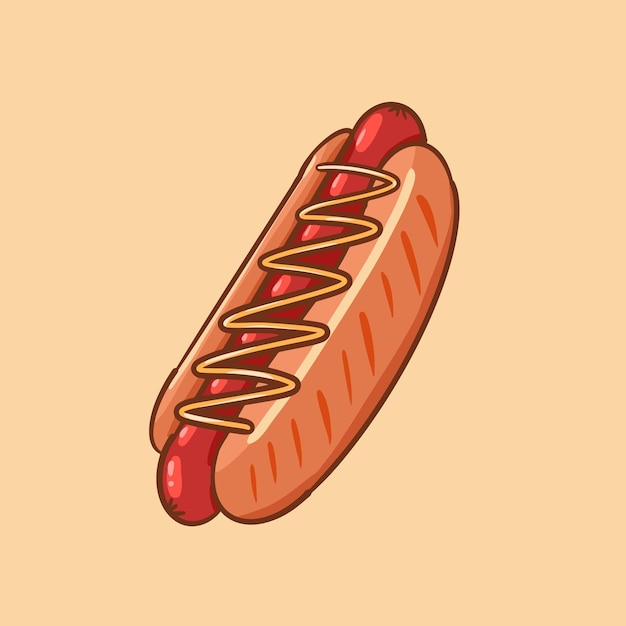 Desenho de ilustração de comida de cachorro-quente desenhado à mão