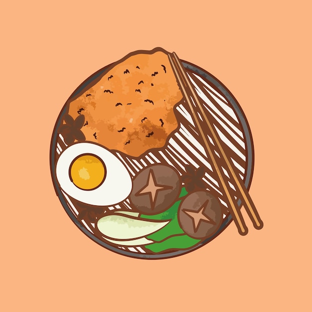 Desenho de ilustração de comida de macarrão desenhado à mão