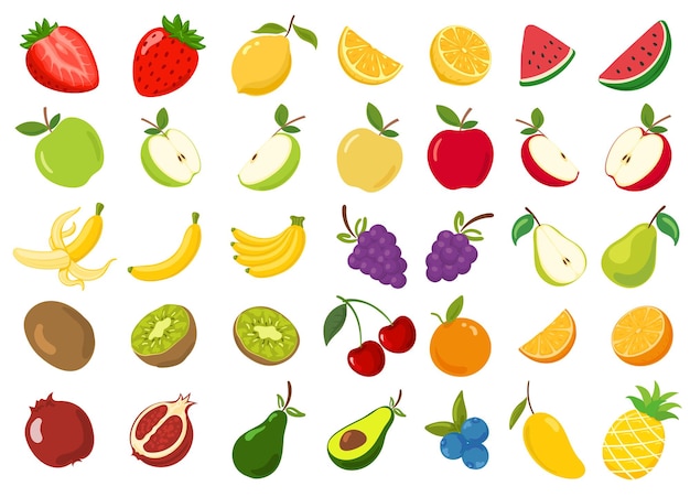 Desenho de ilustração de conjunto de coleção de frutas