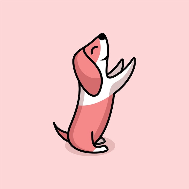 Desenho de ilustração de desenho animado de cachorro fofo minimalista simples