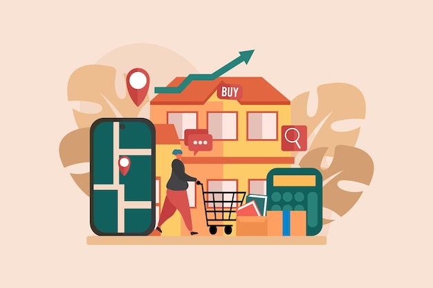 Desenho de Ilustração de Edifícios Imobiliários
