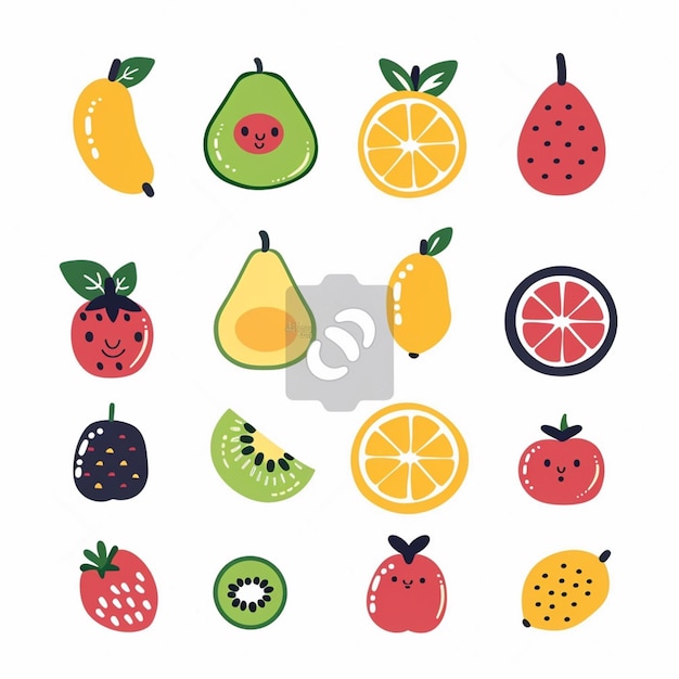desenho de ilustração de frutas fundo vetor saudável orgânico fresca natureza de verão col