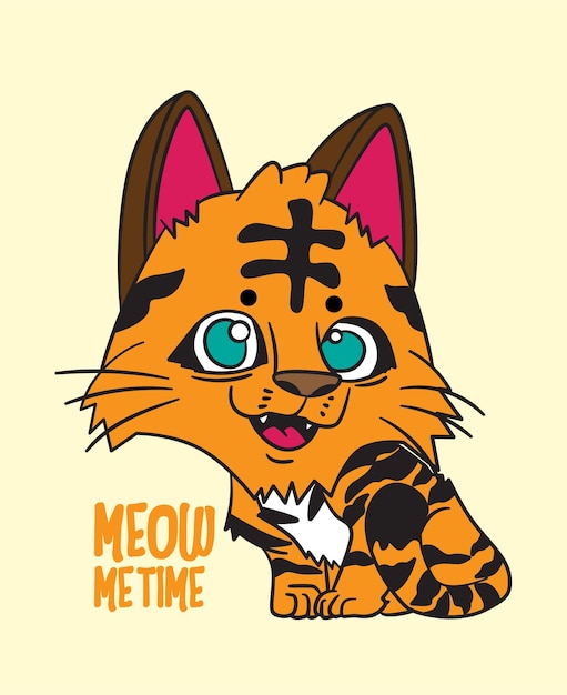Desenho de ilustração de gato para Sukajan é um pano ou camiseta tradicional japonês com desenho digital à mão