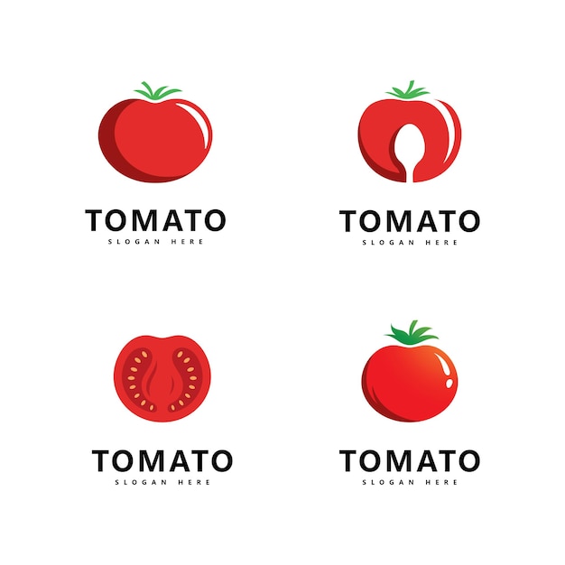 Desenho de ilustração de ícone de vetor de logotipo de tomate