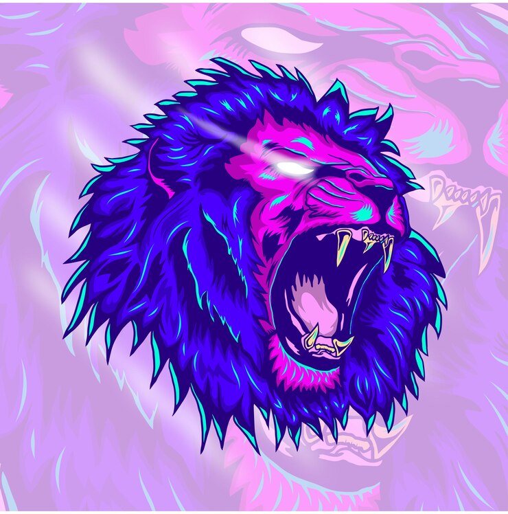 Desenho de ilustração de leão zangado