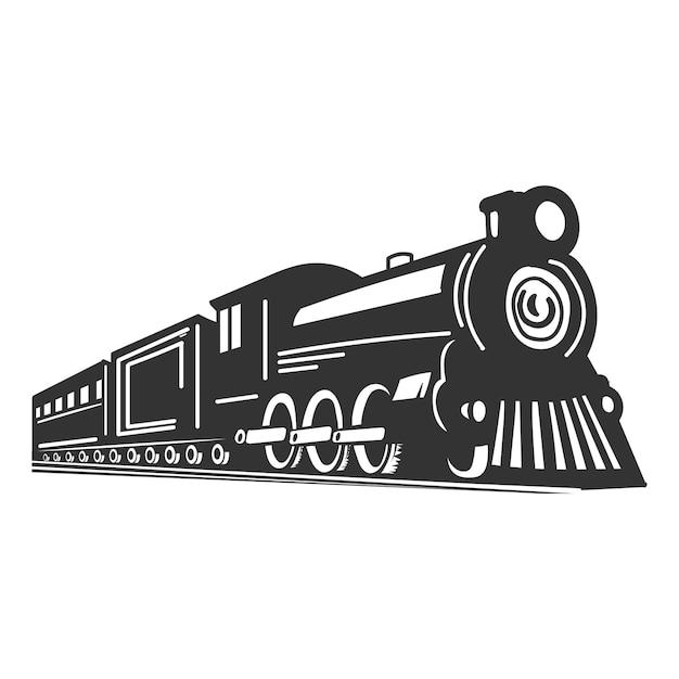 Desenho de ilustração de máquina de trem a vapor de locomotiva antiga