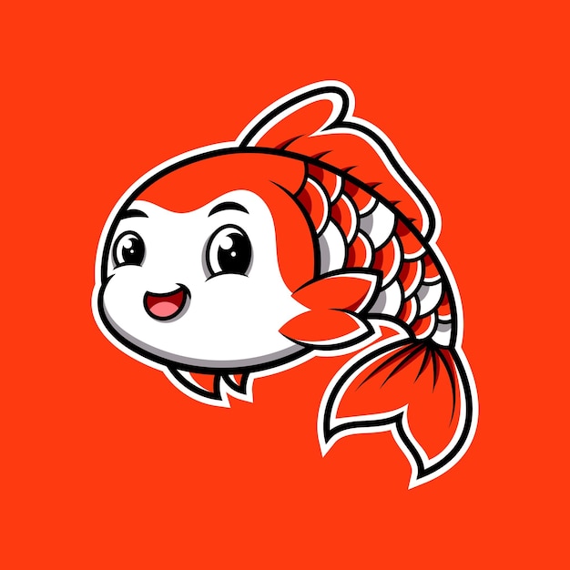 Desenho de ilustração de mascote de desenho animado de peixe Koi