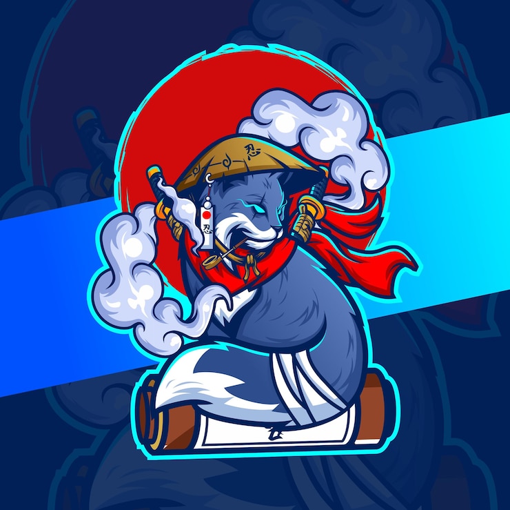 Vetor desenho de ilustração de mascote de gato samurai ronin com estilo do japão para esporte esportivo e design de tatuagem