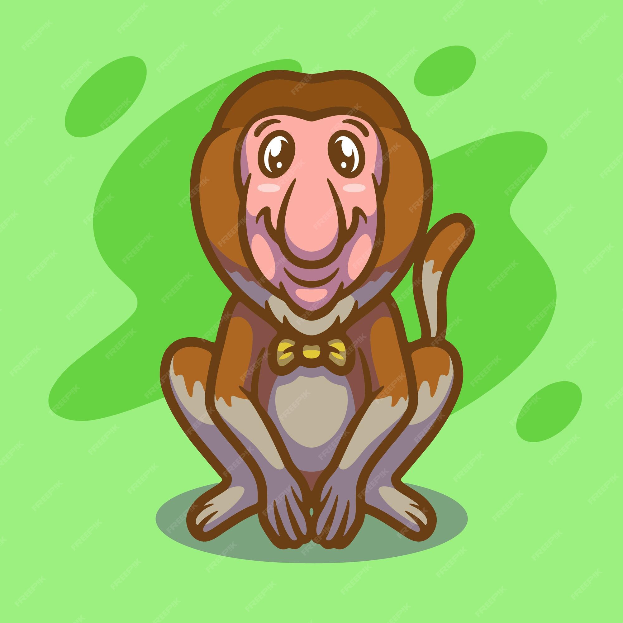 Design de ilustração de desenho animado de mascote de macaco fofo pronto  para escalar a montanha