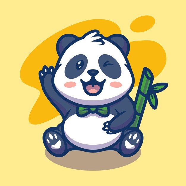 Desenho de ilustração de mascote de panda fofo