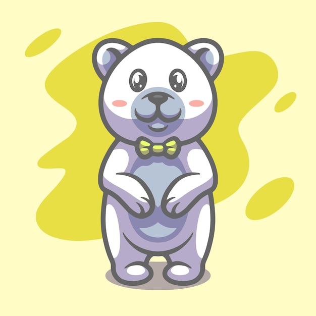 Desenho de ilustração de mascote de urso polar fofo