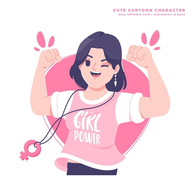 Vetor desenho de ilustração de personagem de mulher forte