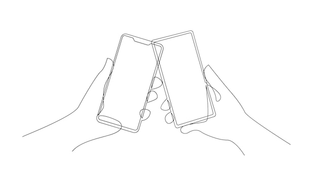 Desenho de ilustração de telefone de mão continua