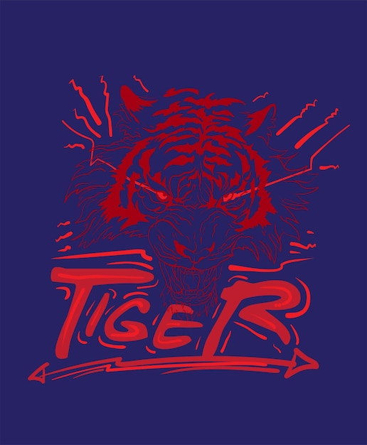 Vetor desenho de ilustração de tigre para sukajan é um pano ou camisa tradicional japonês