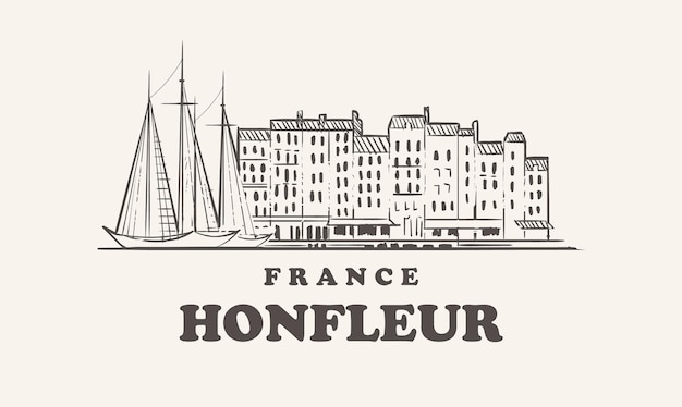 Desenho de ilustração do horizonte de honfleur