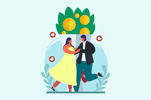 Desenho de ilustração plana do dia do casamento
