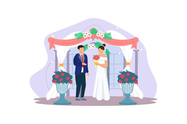 Desenho de ilustração plana para casal de casamento