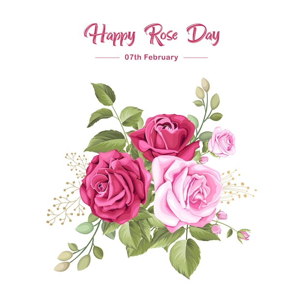 desenho de ilustração realista de feliz dia da rosa