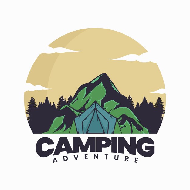 Desenho de ilustração vetorial com tema de viagem de acampamento. com cores sutis