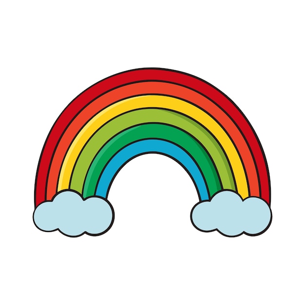 Desenho de ilustração vetorial de arco-íris desenhado à mão
