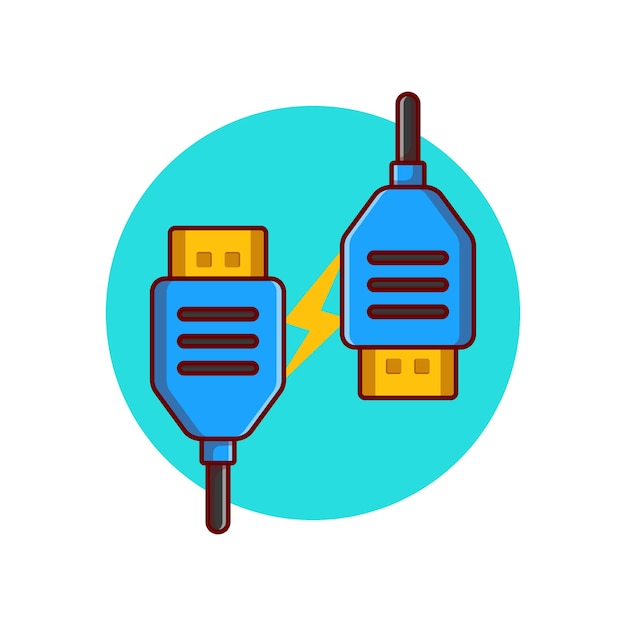 Desenho de ilustração vetorial de cabo de conector hdmi