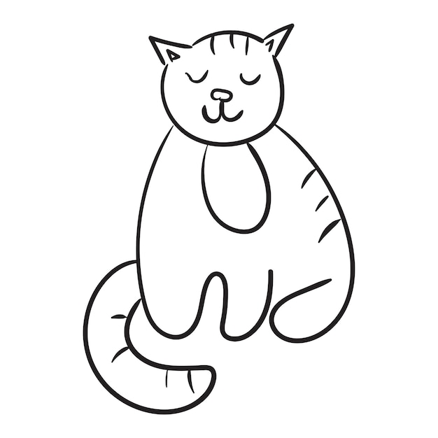 gato com flor. mão desenhar ilustração vetorial de gatinho. desenho linear  de bichinho fofo com planta na cabeça. ícone de contorno do gato engraçado.  17655050 Vetor no Vecteezy