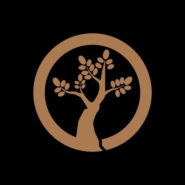 Desenho de ilustração vetorial de ícone de árvore silueta vetorial de uma árvore modelos de logotipo de árvore e raízes ilustração de design de árvore da vida