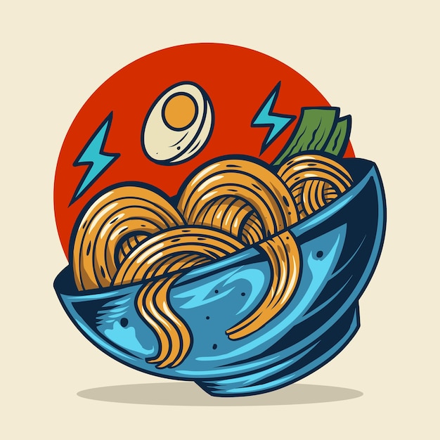 Vetor desenho de ilustração vetorial de macarrão ramen