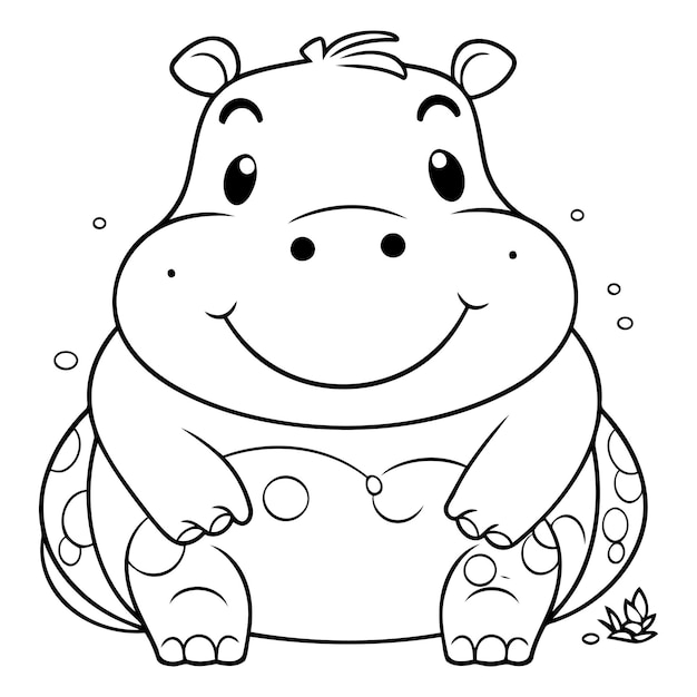 Vetor desenho de ilustração vetorial de personagens de desenho animado de hipopótamo