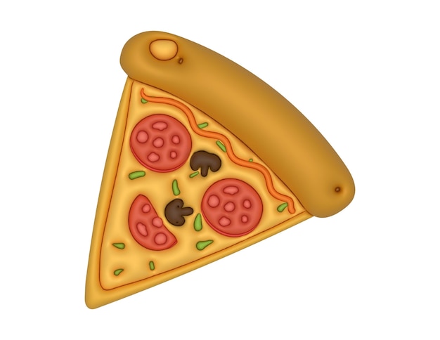 Desenho de ilustração vetorial de pizza em 3d