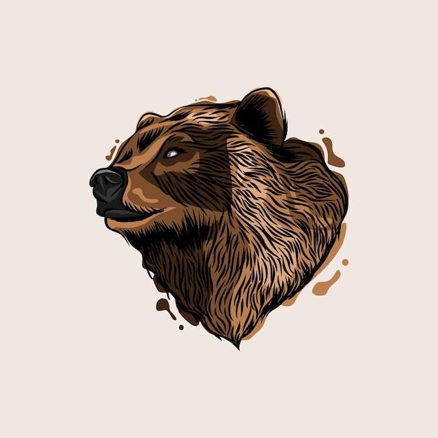 Desenho de ilustração vetorial de urso pardo