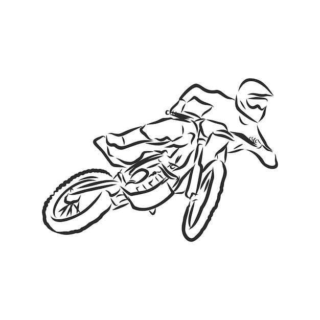 Desenho Mão Ilustração Vetorial Motocross imagem vetorial de