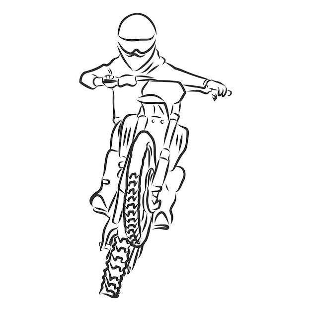 Desenho de ilustração vetorial desenhada à mão para moto de motocross