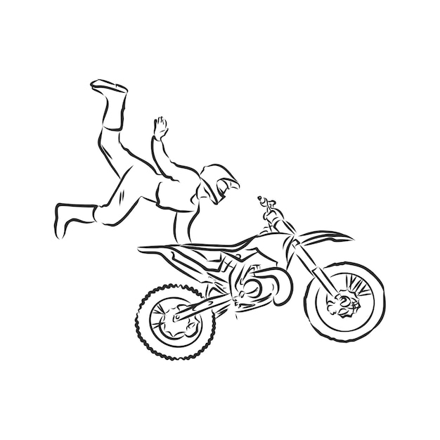 Estilo de desenho de mão de corrida de moto. ilustração vetorial