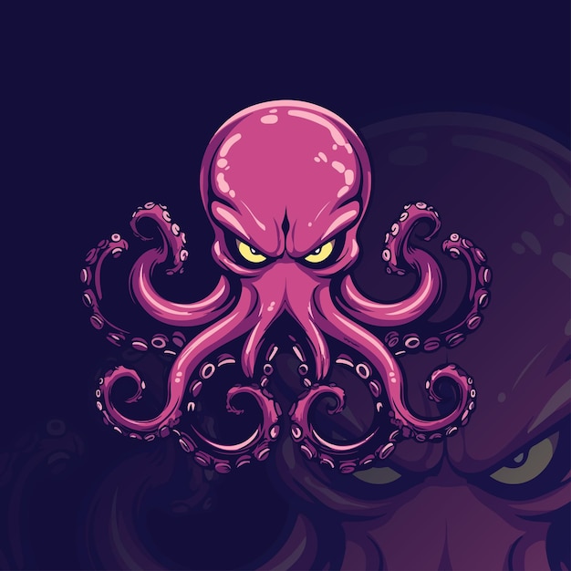 Desenho de ilustração vetorial do logotipo do polvo