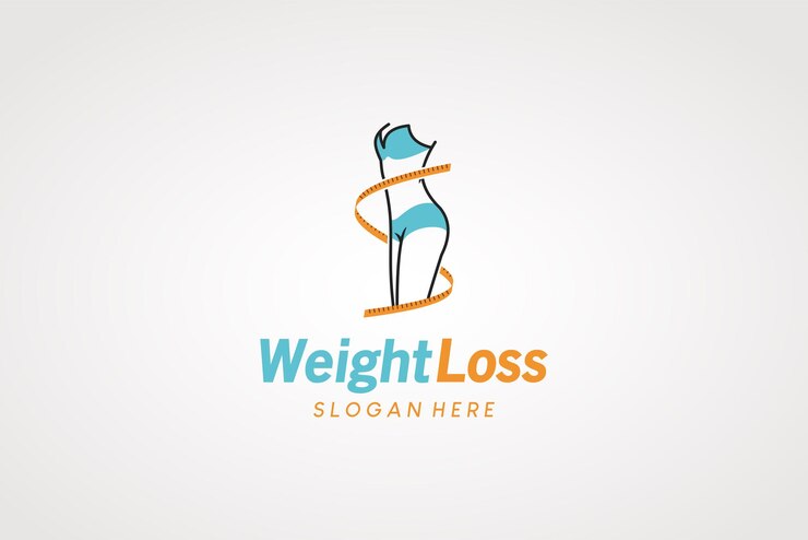 Vetor desenho de ilustração vetorial do logotipo ideal da dieta do corpo feminino com uma fita métrica circular