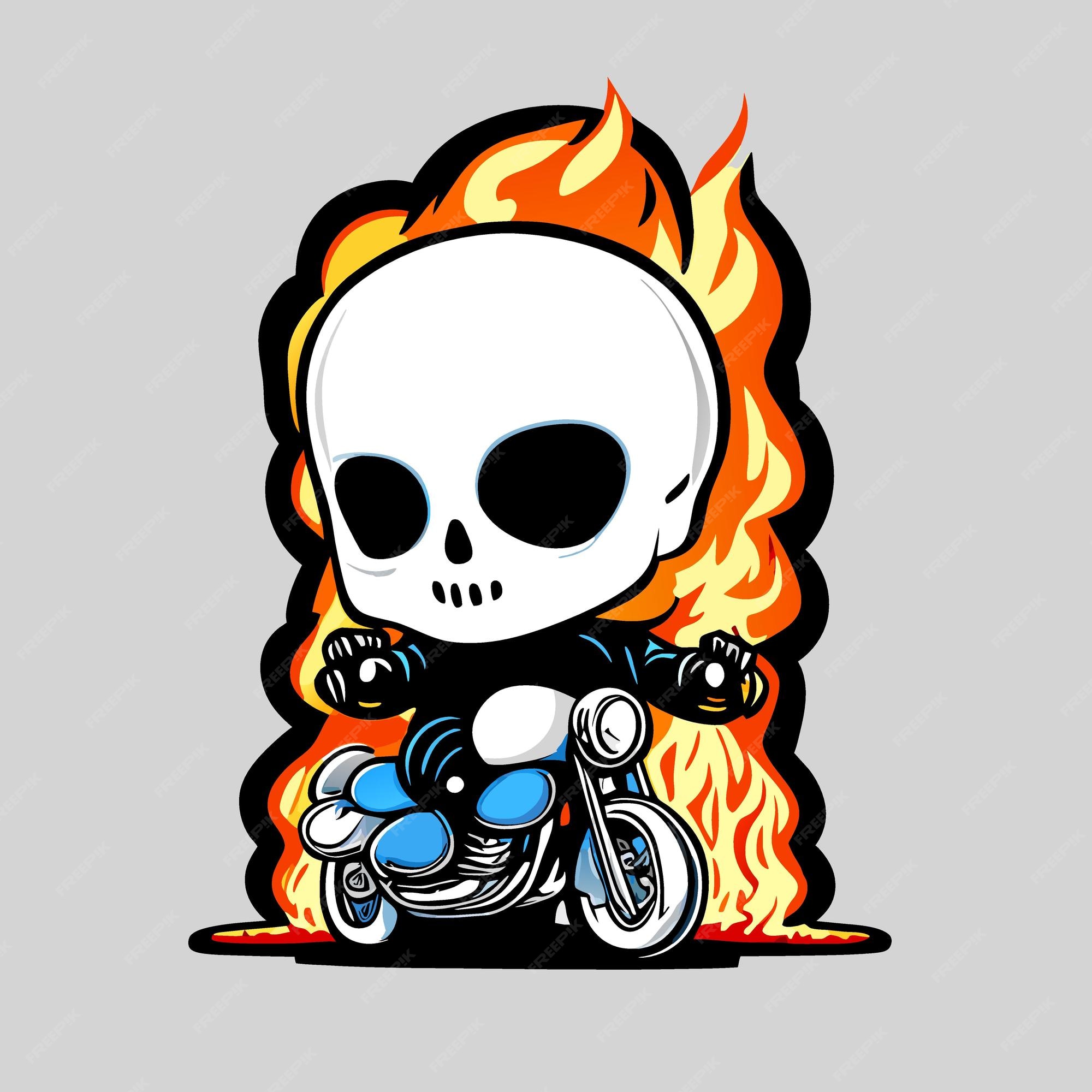 Chibi Motoqueiro Fantasma para colorir