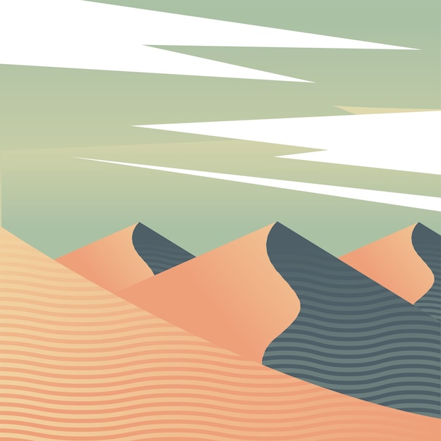 Desenho de ilustração vetorial linda paisagem terrestre do deserto