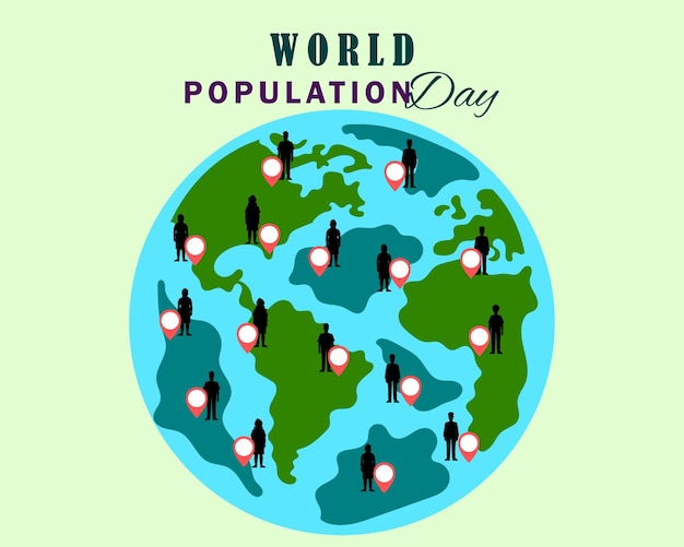 Desenho de ilustração vetorial para cartaz e banner de mídia social para o Dia Mundial da População
