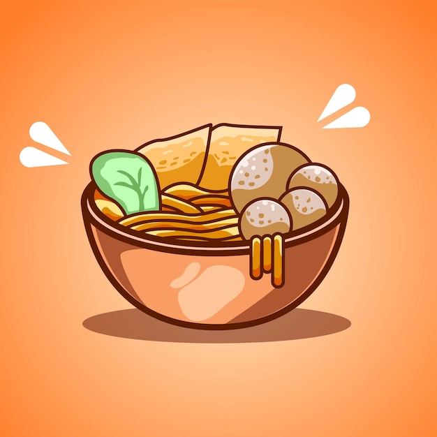 Desenho de ilustração vetorial premium l draw bakso